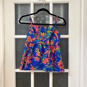 J. Crew Blue and Pink Floral Tank Top